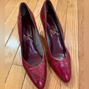 Joyce Vintage Women's Red Leather Patchwork  Pumps